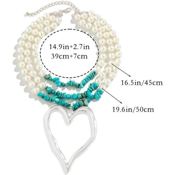 Layered Pearl Heart Necklace | Romantic Ocean-Inspired Jewelry | Elegant Gift - Picture 4 of 5
